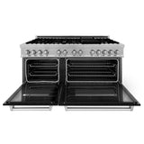 ZLINE 60 In. Professional Dual Fuel Range in DuraSnow® Stainless Steel with Black Matte Doors (RAS-BLM-60)