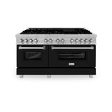 ZLINE 60 In. Professional Dual Fuel Range in DuraSnow® Stainless Steel with Black Matte Doors (RAS-BLM-60)