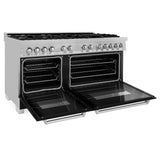 ZLINE 60 In. Professional Dual Fuel Range in DuraSnow® Stainless Steel with Black Matte Doors (RAS-BLM-60)