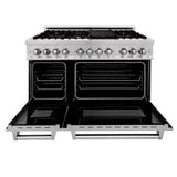 ZLINE 48 in. Kitchen Package with DuraSnow Stainless Steel Dual Fuel Range and Convertible Vent Range Hood (2KP-RASSNRH48)