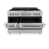 ZLINE 48 in. Kitchen Package with DuraSnow Stainless Steel Dual Fuel Range and Convertible Vent Range Hood (2KP-RASSNRH48)