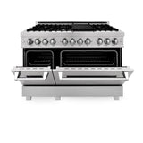 ZLINE 48 in. Kitchen Package with DuraSnow® Stainless Steel Dual Fuel Range, Ducted Vent Range Hood and Tall Tub Dishwasher (3KP-RASRH48-DWV)