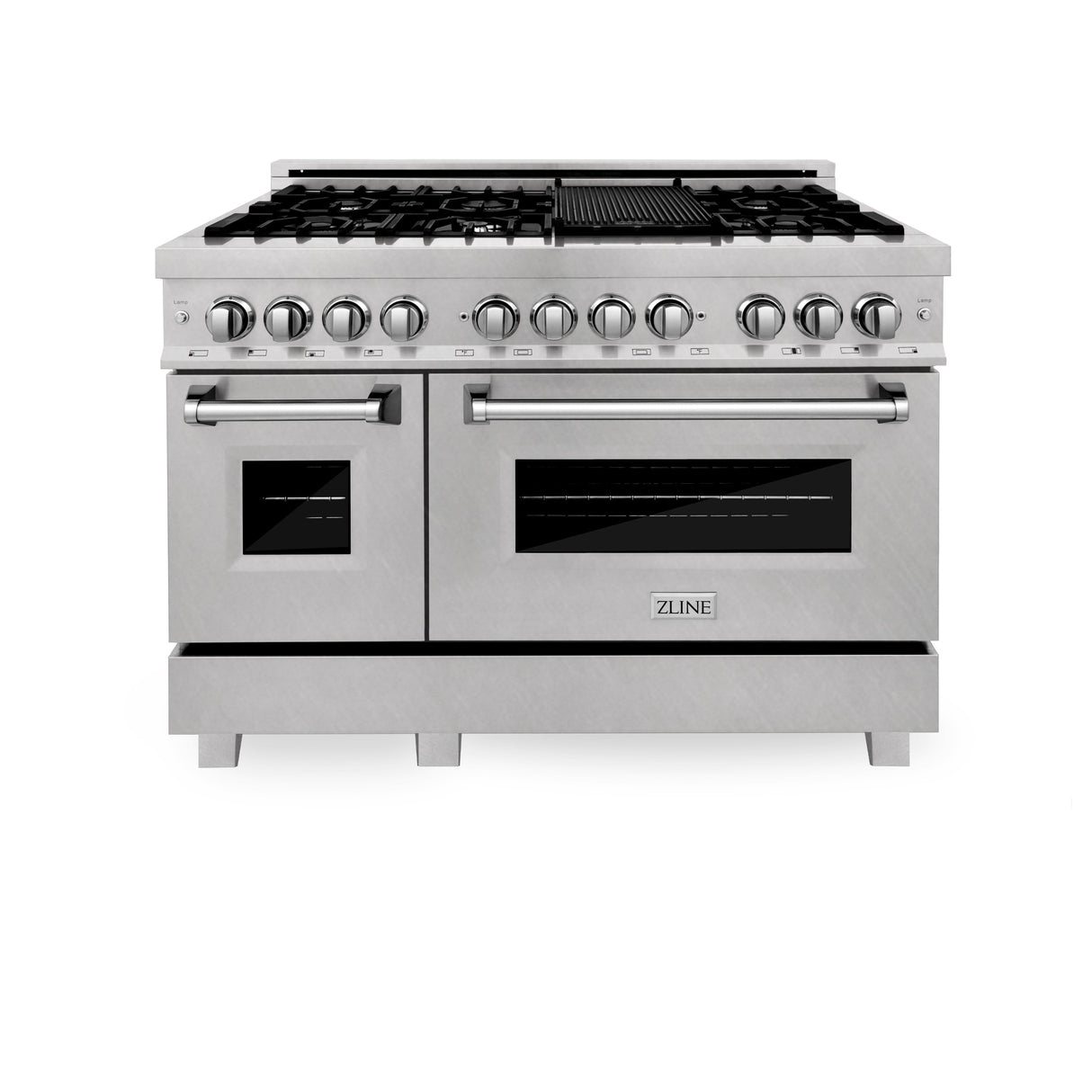 ZLINE 48 in. Kitchen Package with DuraSnow® Stainless Steel Dual Fuel Range, Ducted Vent Range Hood and Tall Tub Dishwasher (3KP-RASRH48-DWV)