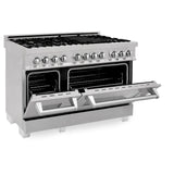 ZLINE 48 in. Kitchen Package with DuraSnow Stainless Steel Dual Fuel Range and Convertible Vent Range Hood (2KP-RASSNRH48)