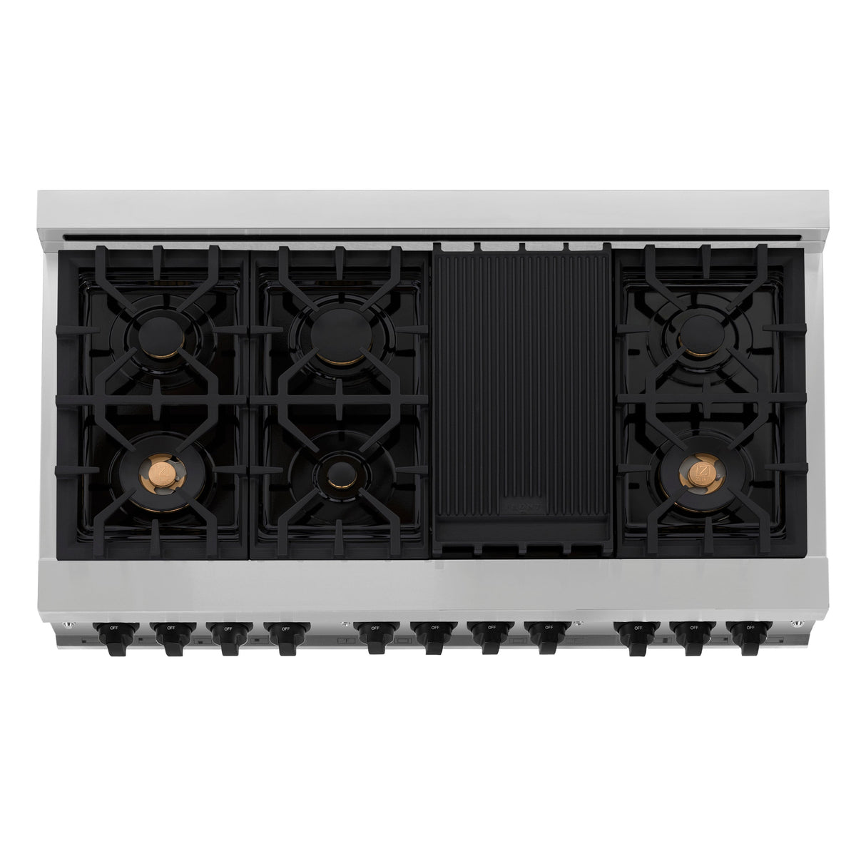 ZLINE 48 in. Autograph Edition Kitchen Package with Stainless Steel Dual Fuel Range, Range Hood and Dishwasher with Matte Black Accents (3AKP-RARHDWM48-MB)