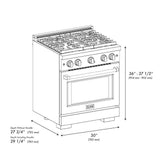 ZLINE 30 in. 4.2 cu. ft. Gas Range with Convection Gas Oven in Stainless Steel with 4 Brass Burners (SGR-BR-30)