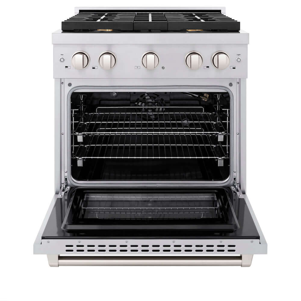 ZLINE 30 in. 4.2 cu. ft. Gas Range with Convection Gas Oven in Stainless Steel with 4 Brass Burners (SGR-BR-30)