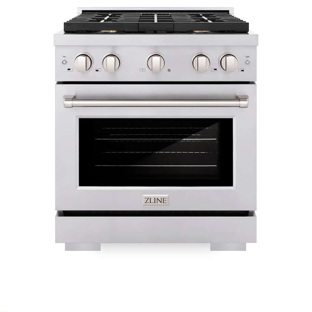 ZLINE 30 in. 4.2 cu. ft. Gas Range with Convection Gas Oven in Stainless Steel with 4 Brass Burners (SGR-BR-30)