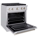 ZLINE 30 in. 4.2 cu. ft. Gas Range with Convection Gas Oven in Stainless Steel with 4 Brass Burners (SGR-BR-30)