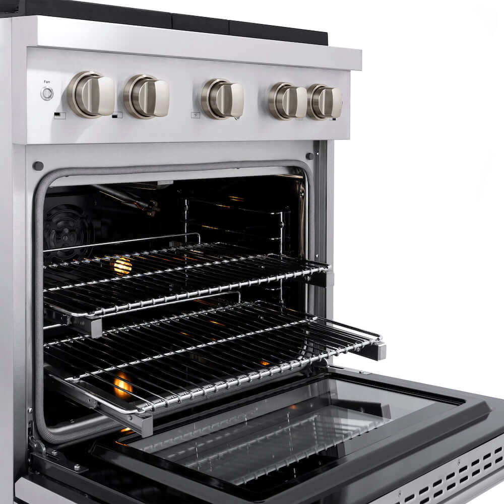 ZLINE 30 in. 4.2 cu. ft. Gas Range with Convection Gas Oven in Stainless Steel with 4 Brass Burners (SGR-BR-30)