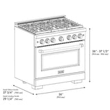 ZLINE 36 in. 5.2 cu. ft. Gas Range with Convection Gas Oven in Stainless Steel with 6 Brass Burners (SGR-BR-36)