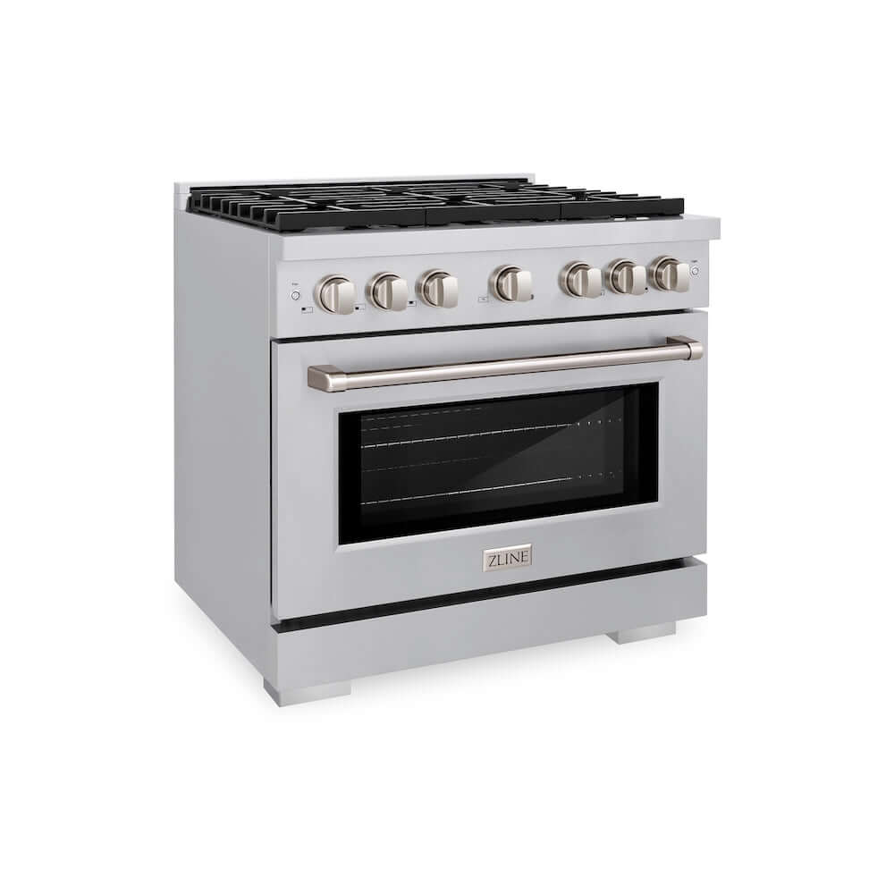 ZLINE 36 in. 5.2 cu. ft. Gas Range with Convection Gas Oven in Stainless Steel with 6 Brass Burners (SGR-BR-36)