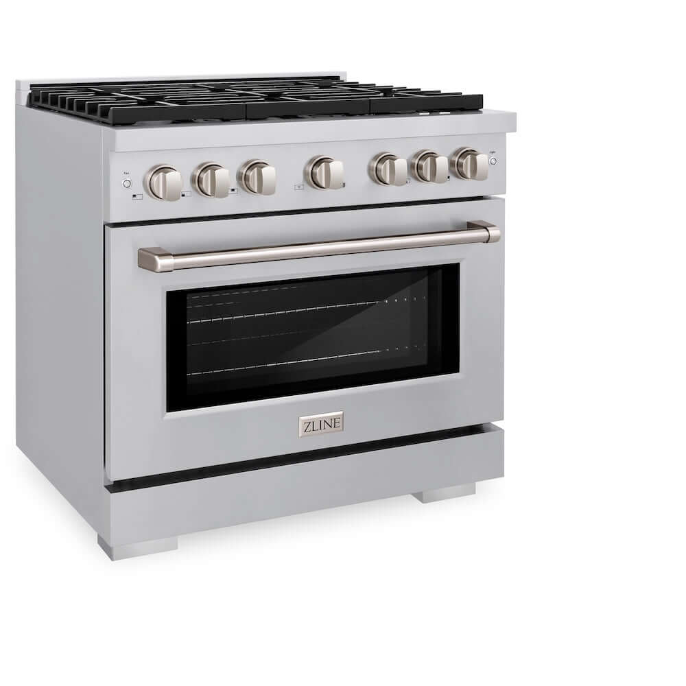 ZLINE 36 in. 5.2 cu. ft. Gas Range with Convection Gas Oven in Stainless Steel with 6 Brass Burners (SGR-BR-36)