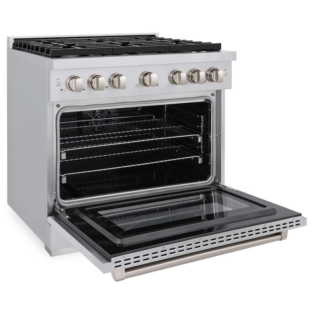 ZLINE 36 in. 5.2 cu. ft. Gas Range with Convection Gas Oven in Stainless Steel with 6 Brass Burners (SGR-BR-36)