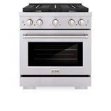 ZLINE 30 in. Kitchen Package with Stainless Steel Gas Range, Convertible Vent Range Hood and Microwave Drawer (3KP-SGRRH30-MW)