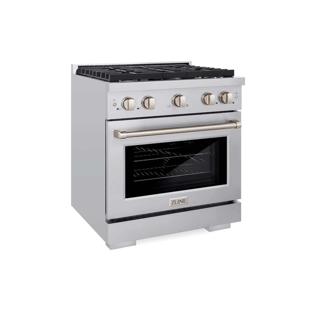 ZLINE 30 in. Kitchen Package Stainless Steel Gas Range and Over The Range Microwave with Traditional Handle (2KP-SGROTRH30)