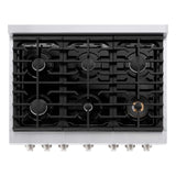 ZLINE 36 in. Kitchen Package with Stainless Steel Gas Range and Convertible Vent Range Hood (2KP-SGRRH36)