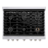 ZLINE 36 in. Kitchen Package with Stainless Steel Gas Range, Convertible Vent Range Hood and Tall Tub Dishwasher (3KP-SGRRH36-DWV)