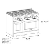 ZLINE 48 in. 6.7 cu. ft. 8 Burner Double Oven Gas Range in Stainless Steel (SGR48)