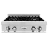 ZLINE Kitchen Package with Refrigeration, 36 in. Stainless Steel Rangetop, 30 in. Range Hood, 30 in. Single Wall Oven and 24 in. Tall Tub Dishwasher (5KPR-RTRH30-AWSDWV)