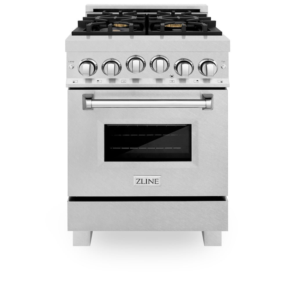 ZLINE 24 in. 2.8 cu. ft. Range with Gas Stove and Gas Oven in Fingerprint Resistant Stainless Steel with Brass Burners (RGS-SN-BR-24)