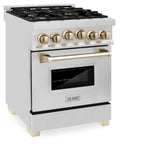 ZLINE Autograph Edition 24 in. 2.8 cu. ft. Range with Gas Stove and Gas Oven in Stainless Steel with Polished Gold Accents (RGZ-24-G)