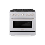 ZLINE 36 in. Kitchen Package with Stainless Steel Gas Range, Range Hood, Microwave Drawer and Tall Tub Dishwasher (4KP-SGRRH36-MWDWV)