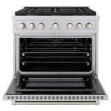 ZLINE 36 in. Kitchen Package with Stainless Steel Gas Range, Convertible Vent Range Hood and Tall Tub Dishwasher (3KP-SGRRH36-DWV)