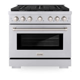 ZLINE 36 in. Kitchen Package with Stainless Steel Gas Range and Convertible Vent Range Hood (2KP-SGRRH36)