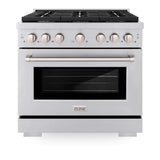 ZLINE 36 in. 5.2 cu. ft. 6 Burner Gas Range with Convection Gas Oven in Stainless Steel (SGR36)