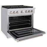 ZLINE 36 in. Kitchen Package with Stainless Steel Gas Range and Convertible Vent Range Hood (2KP-SGRRH36)