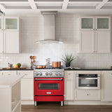 ZLINE 30 in. 4.0 cu. ft. Dual Fuel Range with Gas Stove and Electric Oven in Stainless Steel with Red Matte Door (RA-RM-30)