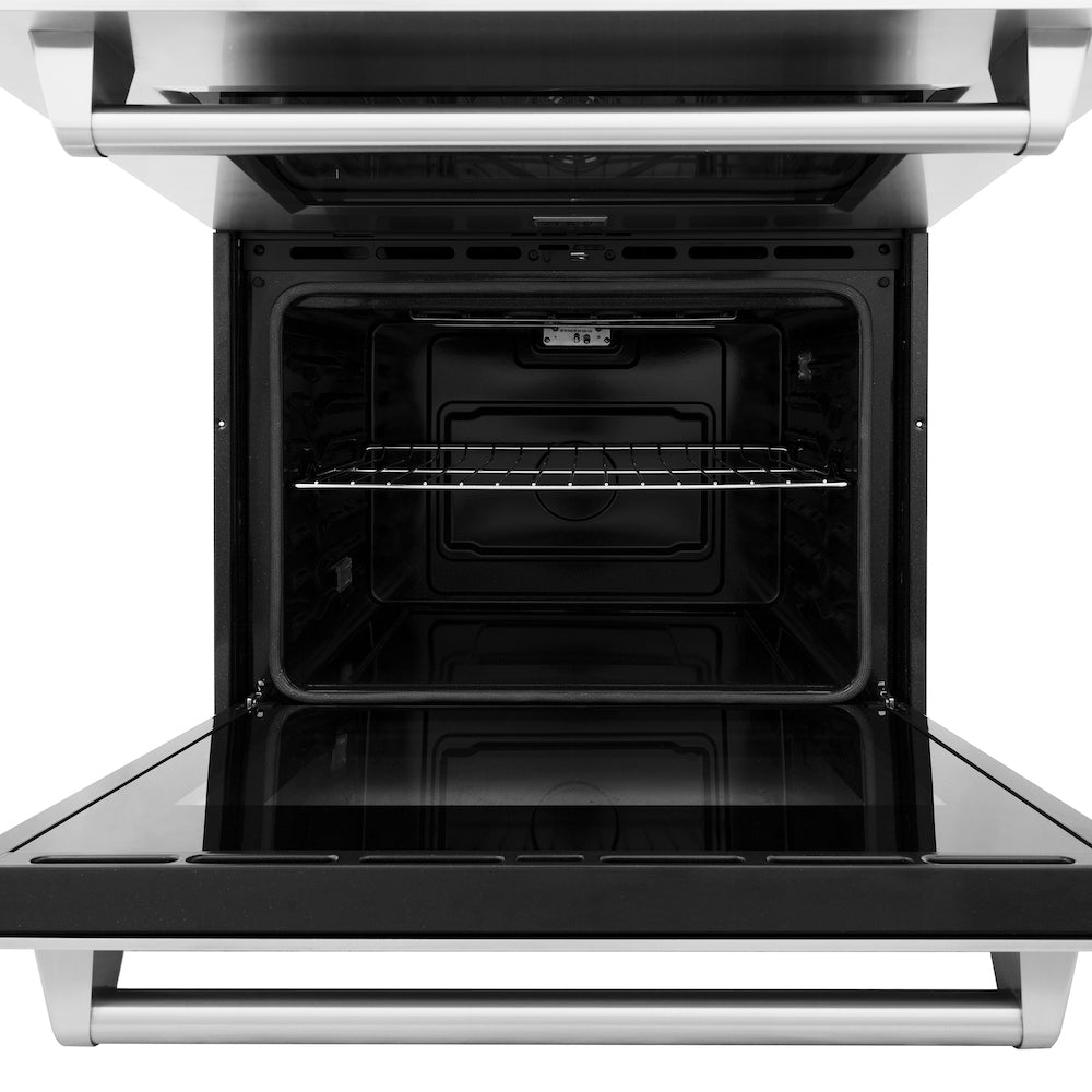 ZLINE Kitchen Package with Refrigeration, 30 in. Stainless Steel Rangetop, 30 in. Range Hood and 30 in. Double Wall Oven (4KPR-RTRH30-AWD)