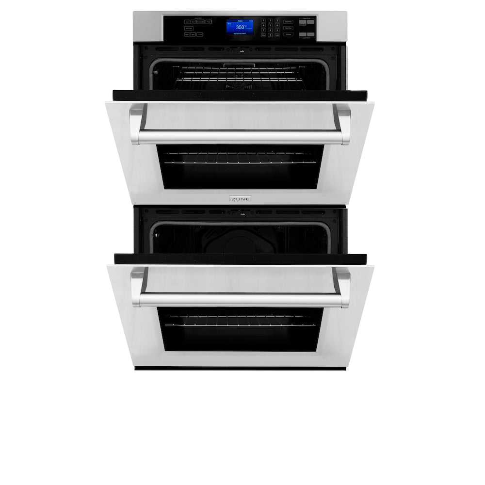 ZLINE Kitchen Package with Refrigeration, 30 in. Stainless Steel Rangetop, 30 in. Range Hood and 30 in. Double Wall Oven (4KPR-RTRH30-AWD)