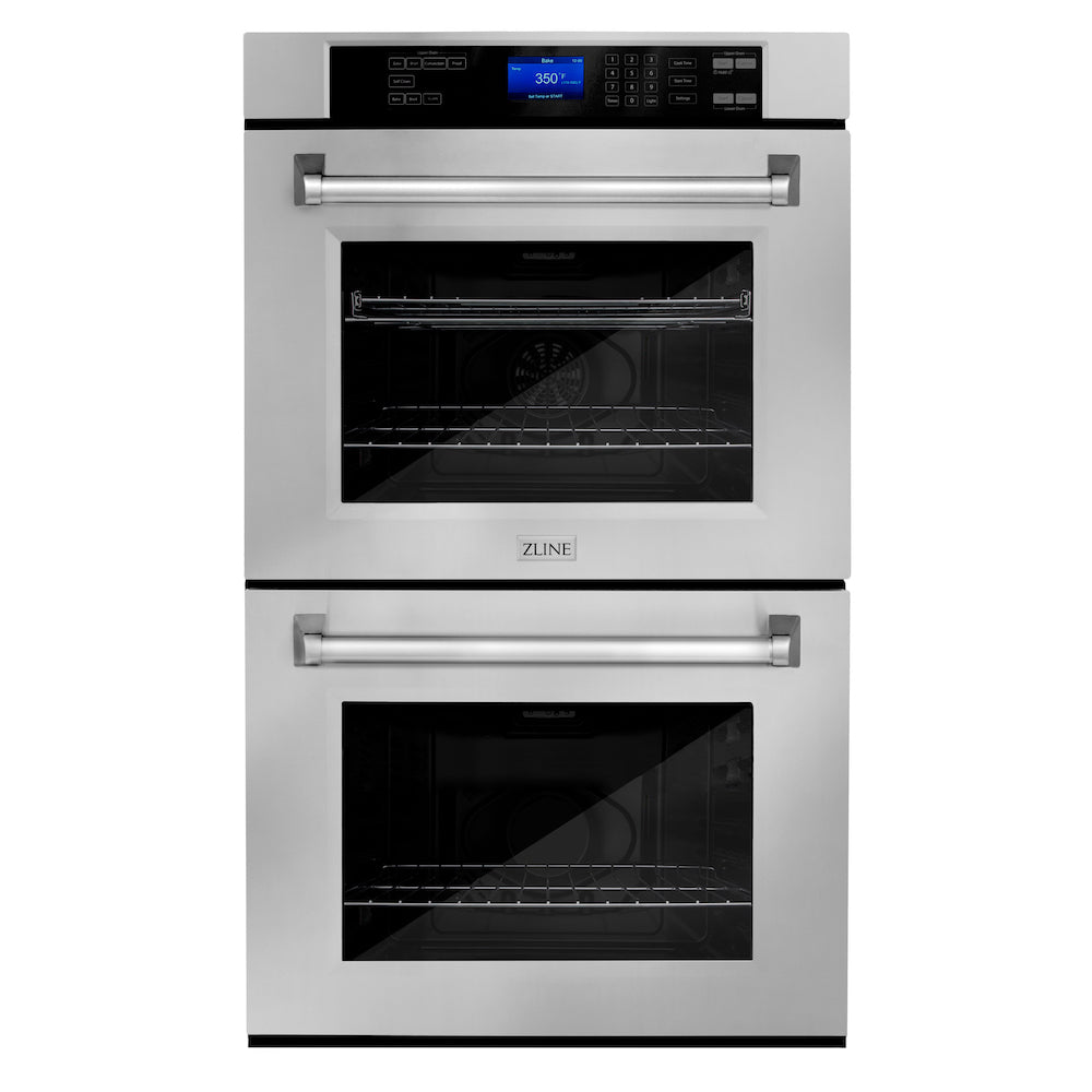 ZLINE Kitchen Package with Refrigeration, 30 in. Stainless Steel Rangetop, 30 in. Range Hood and 30 in. Double Wall Oven (4KPR-RTRH30-AWD)