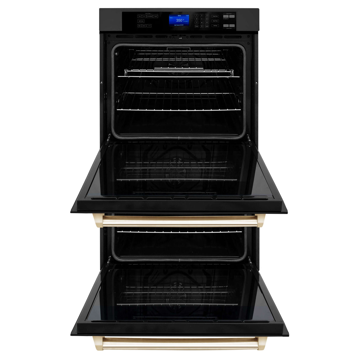 ZLINE Autograph Edition 30 in. Electric Double Wall Oven with Self Clean and True Convection in Black Stainless Steel and Polished Gold Accents (AWDZ-30-BS-G)