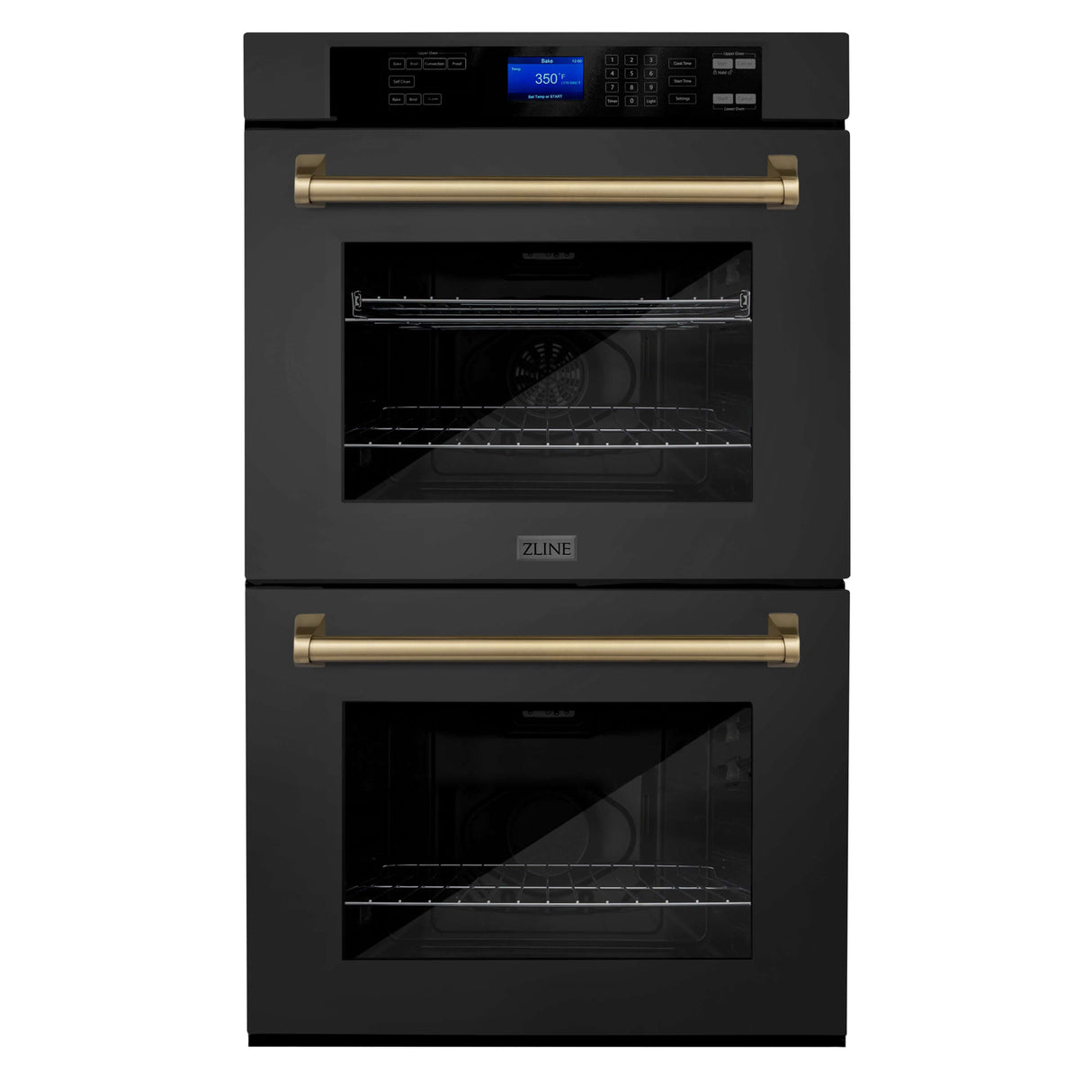 ZLINE Autograph Edition 30 in. Electric Double Wall Oven with Self Clean and True Convection in Black Stainless Steel and Champagne Bronze Accents (AWDZ-30-BS-CB)