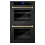 ZLINE Autograph Edition 30 in. Electric Double Wall Oven with Self Clean and True Convection in Black Stainless Steel and Champagne Bronze Accents (AWDZ-30-BS-CB)