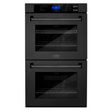 ZLINE Kitchen Package with Refrigeration, 36 in. Black Stainless Steel Gas Stovetop, 36 in. Convertible Vent Range Hood, 30 in. Double Wall Oven, and 24 in. Tall Tub Dishwasher (5KPR-RTBRH36-AWDDWV)