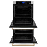 ZLINE 30 in. Autograph Edition Electric Double Wall Oven with Self Clean and True Convection in Stainless Steel and Polished Gold Accents (AWDZ-30-G)