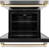 ZLINE 30 in. Autograph Edition Electric Double Wall Oven with Self Clean and True Convection in DuraSnow Stainless Steel and Polished Gold Accents (AWDSZ-30-G)