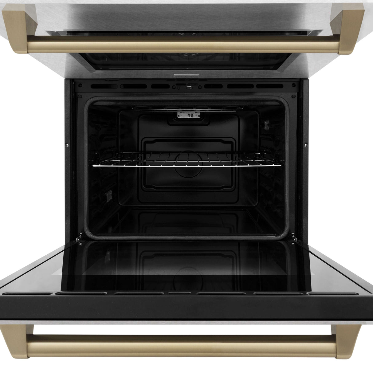 ZLINE 30 in. Autograph Edition Electric Double Wall Oven with Self Clean and True Convection in DuraSnow Stainless Steel and Champagne Bronze Accents (AWDSZ-30-CB)