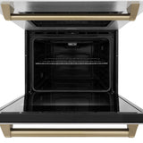 ZLINE 30 in. Autograph Edition Electric Double Wall Oven with Self Clean and True Convection in DuraSnow Stainless Steel and Champagne Bronze Accents (AWDSZ-30-CB)