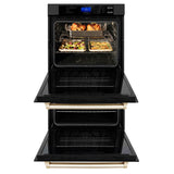 ZLINE Autograph Edition 30 in. Electric Double Wall Oven with Self Clean and True Convection in Black Stainless Steel and Polished Gold Accents (AWDZ-30-BS-G)