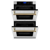 ZLINE Autograph Edition 30 in. Electric Double Wall Oven with Self Clean and True Convection in Stainless Steel and Champagne Bronze Accents (AWDZ-30-CB)