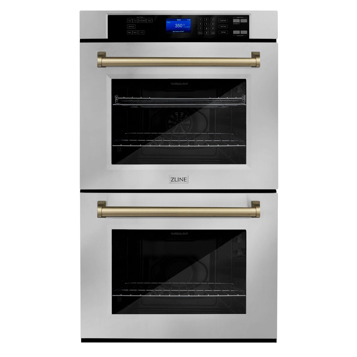 ZLINE Autograph Edition 30 in. Electric Double Wall Oven with Self Clean and True Convection in Stainless Steel and Champagne Bronze Accents (AWDZ-30-CB)