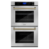 ZLINE Autograph Edition 30 in. Electric Double Wall Oven with Self Clean and True Convection in Stainless Steel and Champagne Bronze Accents (AWDZ-30-CB)