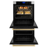 ZLINE Autograph Edition 30 in. Electric Double Wall Oven with Self Clean and True Convection in Stainless Steel and Champagne Bronze Accents (AWDZ-30-CB)