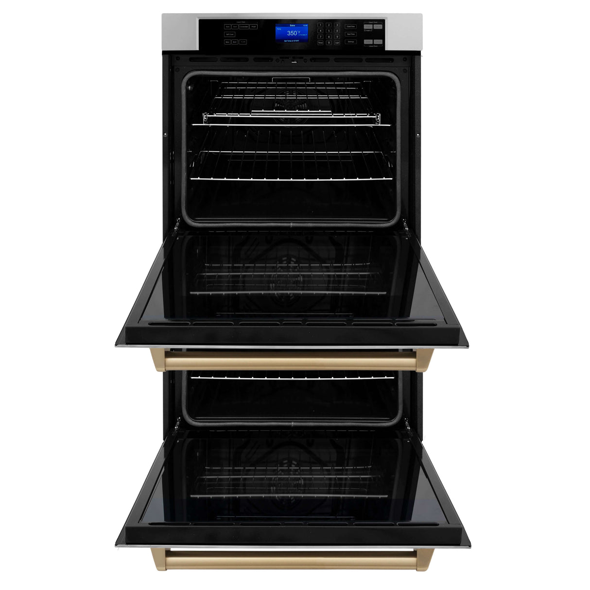 ZLINE Autograph Edition 30 in. Electric Double Wall Oven with Self Clean and True Convection in Stainless Steel and Champagne Bronze Accents (AWDZ-30-CB)