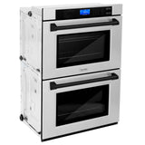 ZLINE Autograph Edition 30 in. Electric Double Wall Oven with Self Clean and True Convection in Stainless Steel and Matte Black Accents (AWDZ-30-MB)